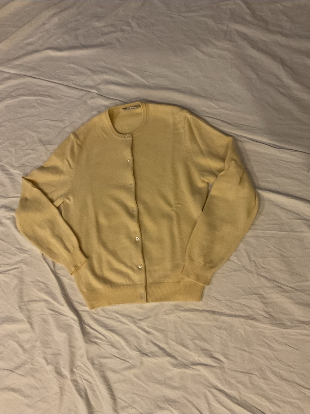 TSE Pale Yellow Button-Front Crewneck Cardigan - Picture 2 of 5